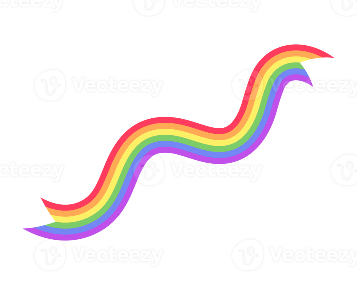 Abstract rainbow ribbon or banner LGBT pride flag.  Pride month graphic poster design element template. png