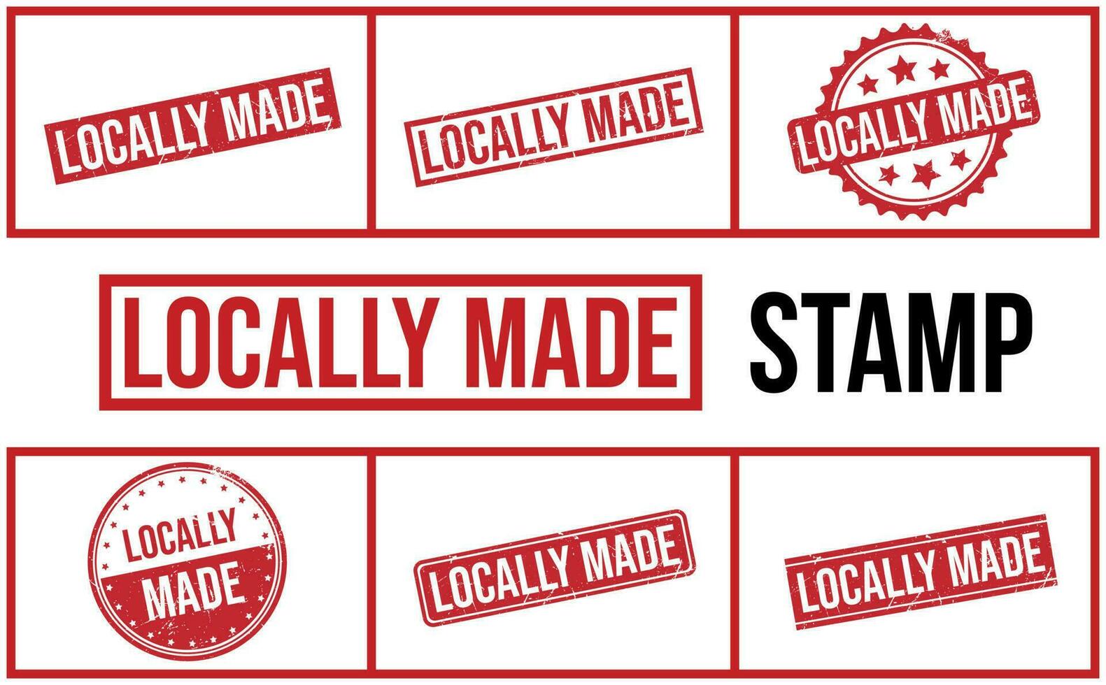 Locally Made Rubber Stamp Set Vector