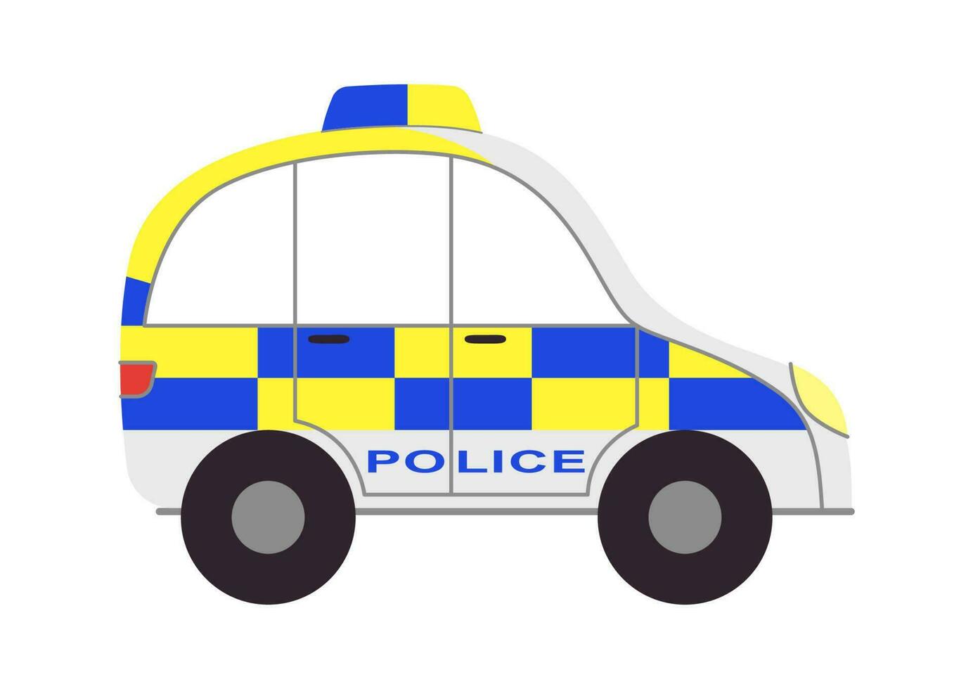 Vector cartoon police car. Isolated flat British vehicle on white background