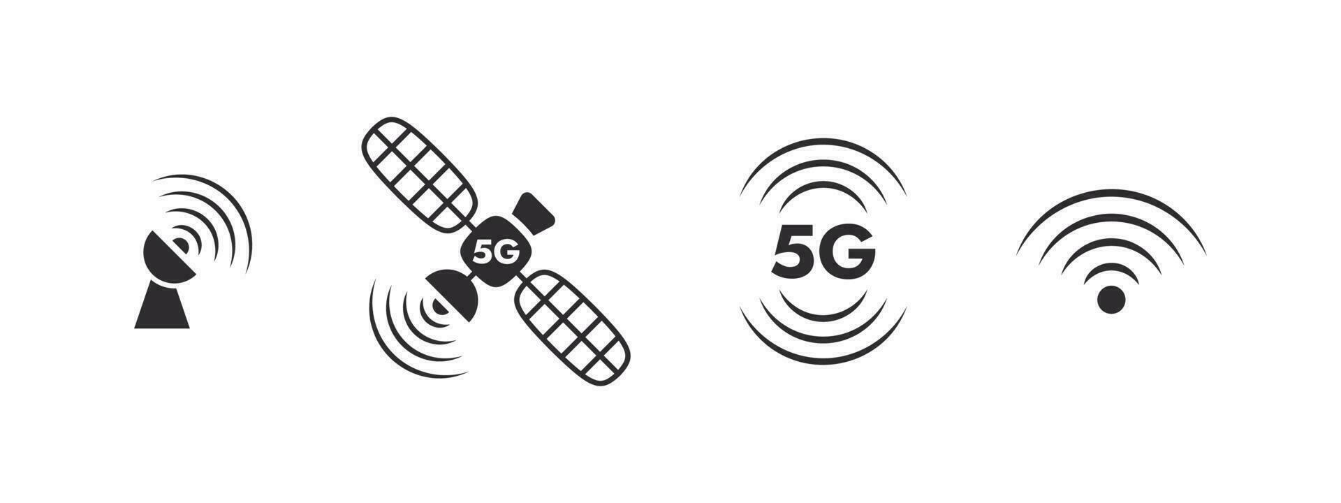 Satellite icons. 5G Satellite Internet. 5G network. Wireless connectivity. Vector scalable graphics