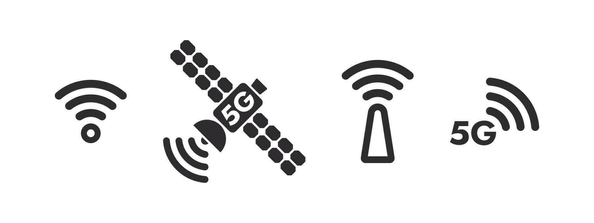Satellite icons. 5G Satellite Internet. 5G Wireless web. Wireless connectivity. Vector scalable graphics