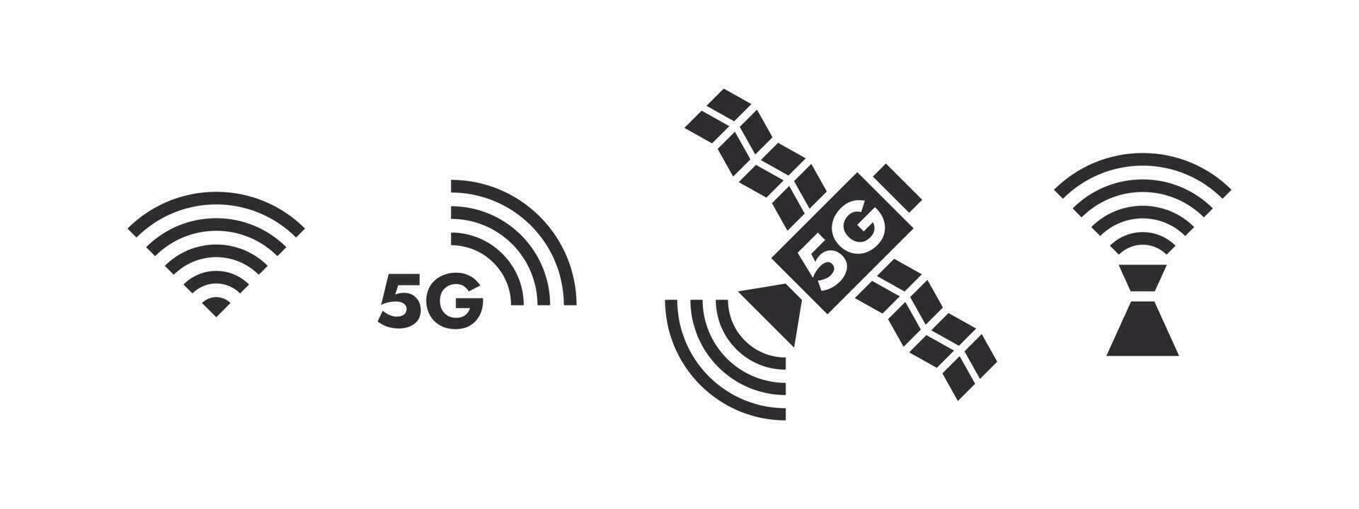 5G Satellite Internet high speed wireless. 5G network. Wireless connectivity icons. Vector scalable graphics