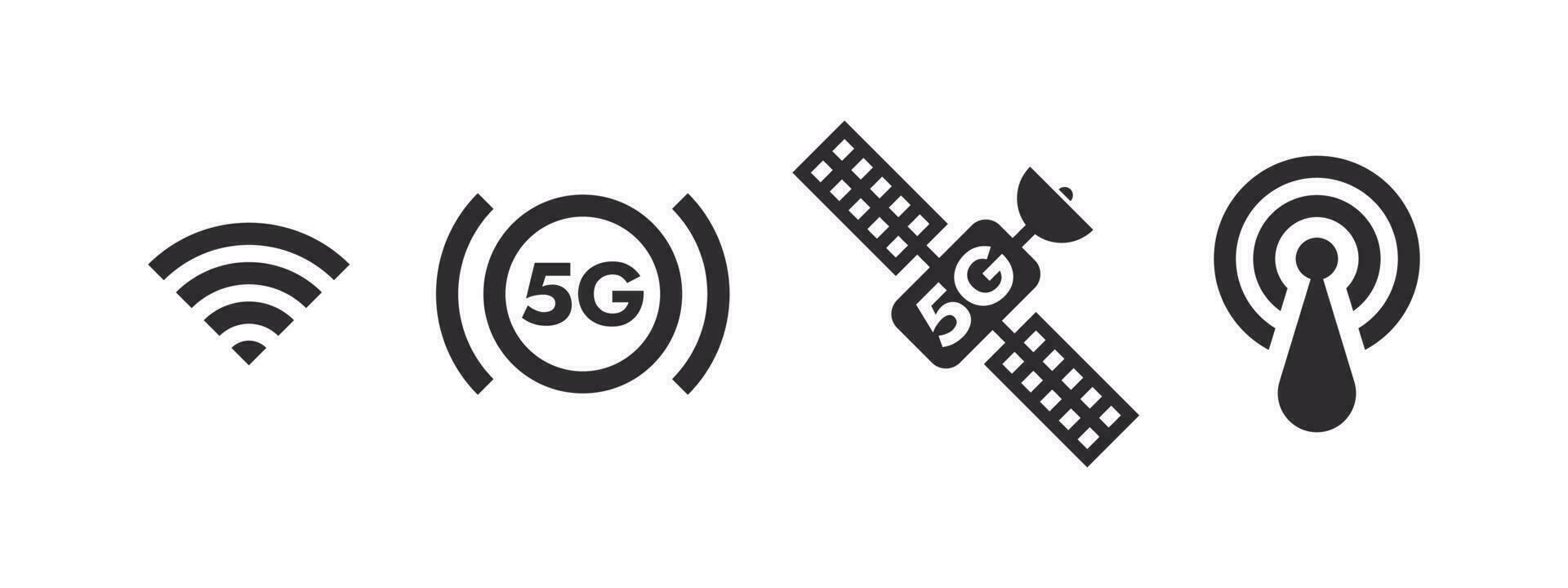 5G Satellite Internet. 5G network. Wireless connectivity icons. Vector scalable graphics