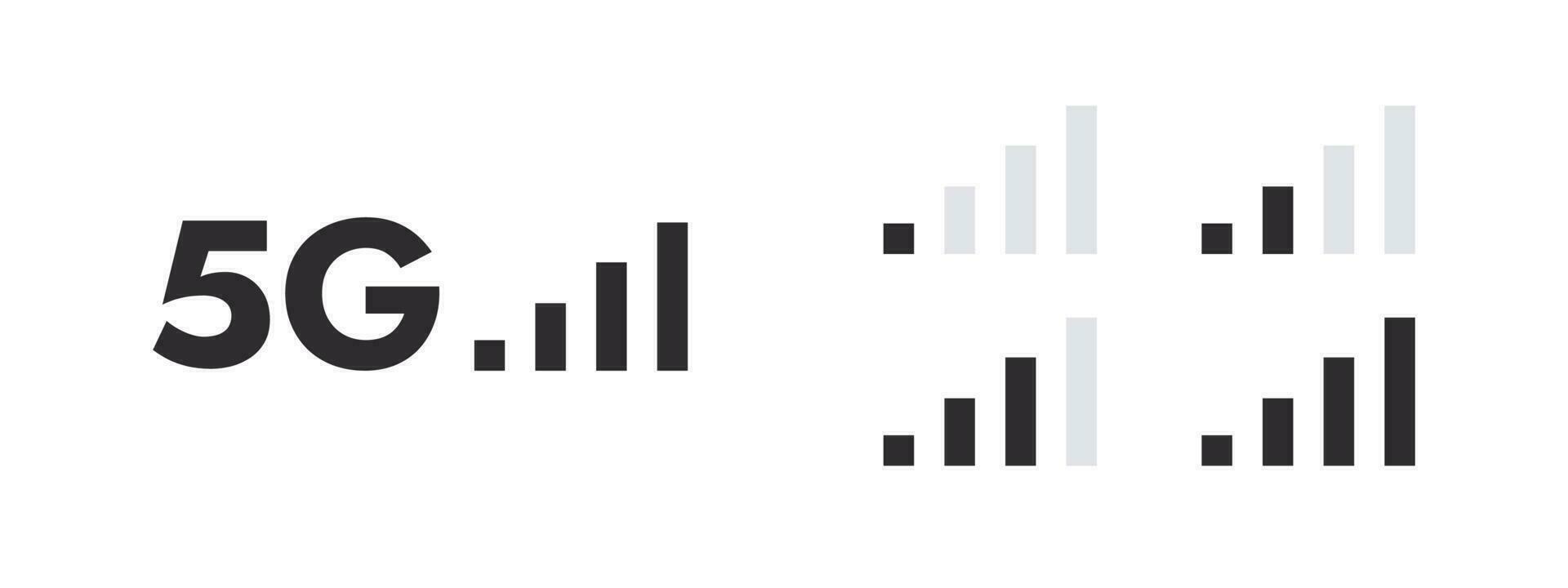 5g red iconos íconos indicadores de el calidad de celular comunicación. súper rápido 5g celular. vector escalable gráficos