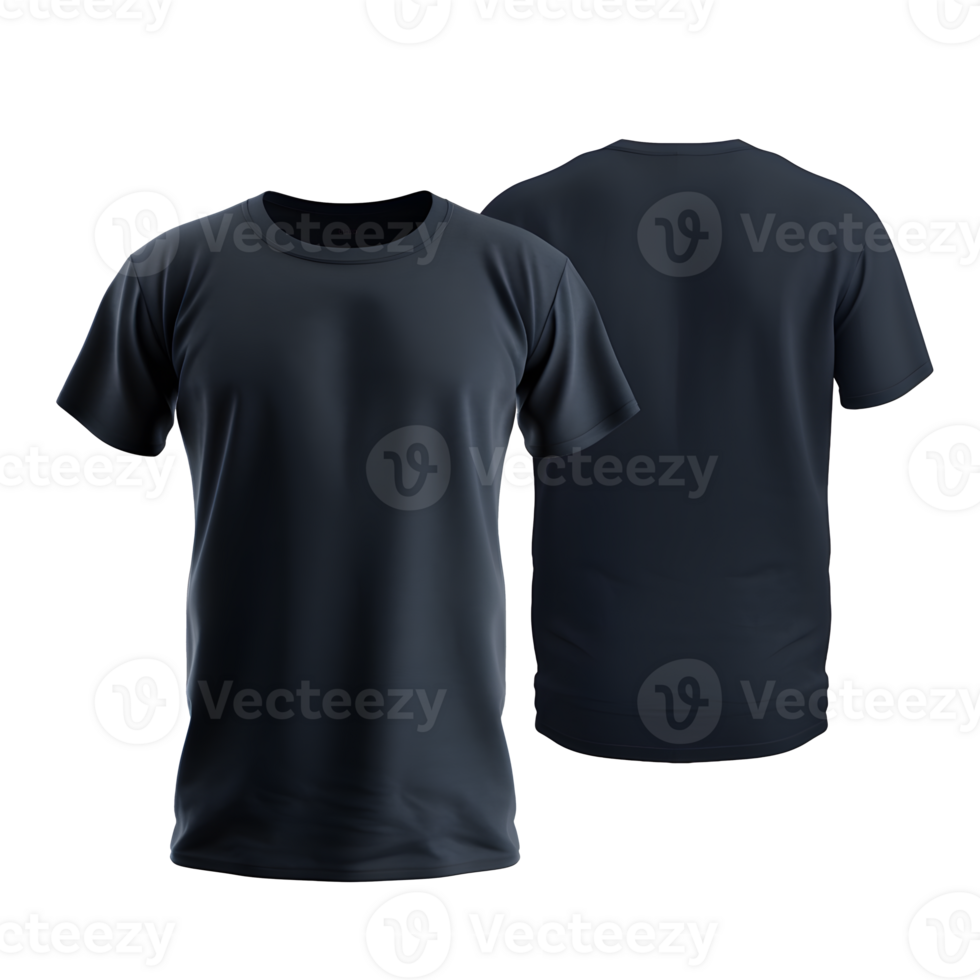 navy tshirt mockup on transparent background png