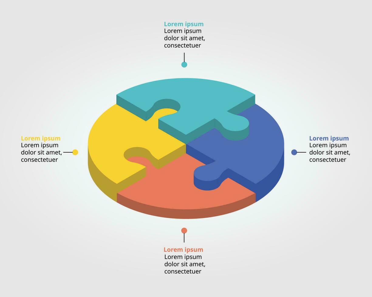 jigsaw graph circle level chart template for infographic for presentation for 4 element vector