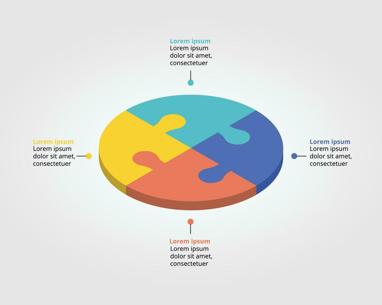 rompecabezas grafico circulo gráfico modelo para infografía para presentación para 4 4 elemento vector