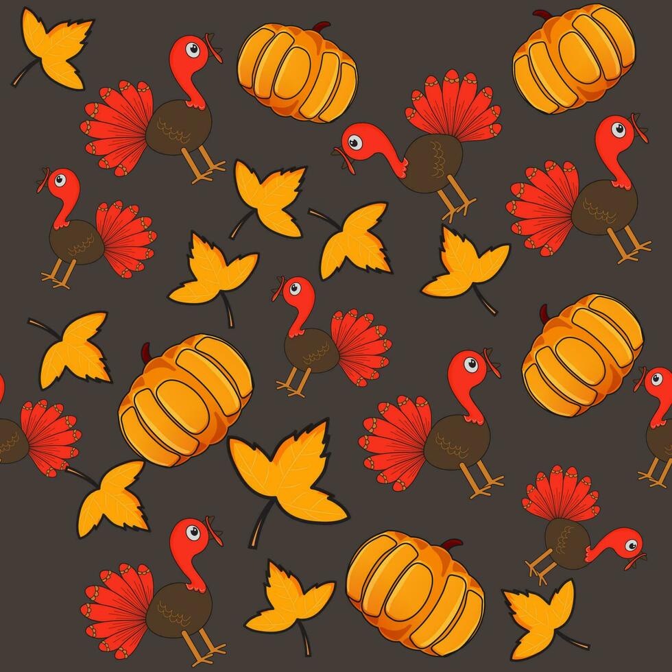 Seamless Thanksgiving Day Theme Pattern Background. vector