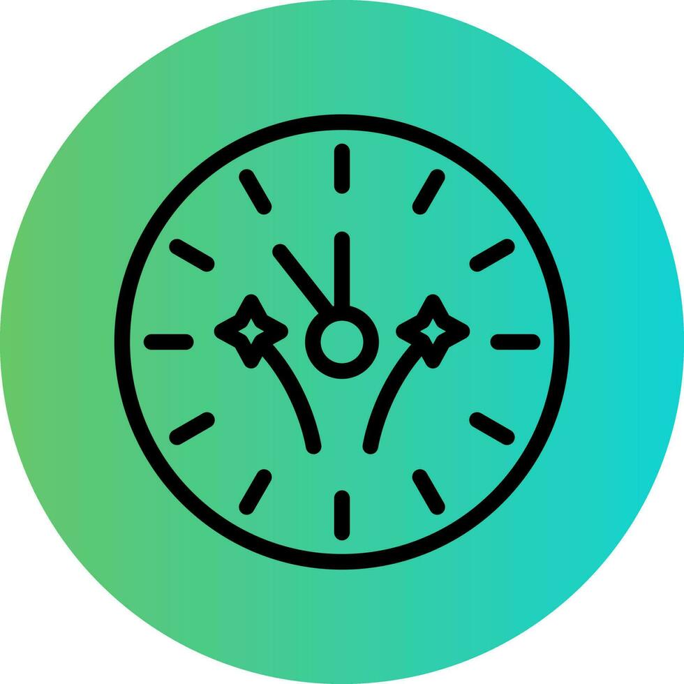 New Year Clock Vector Icon Design