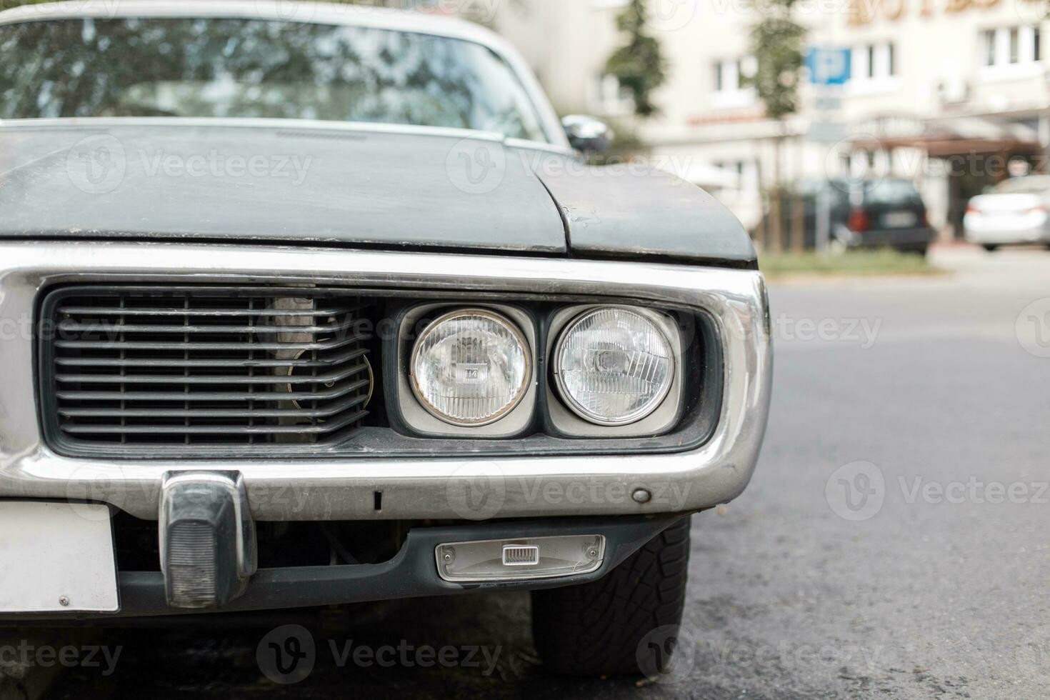 Before retro car with a headlight. muscle car photo