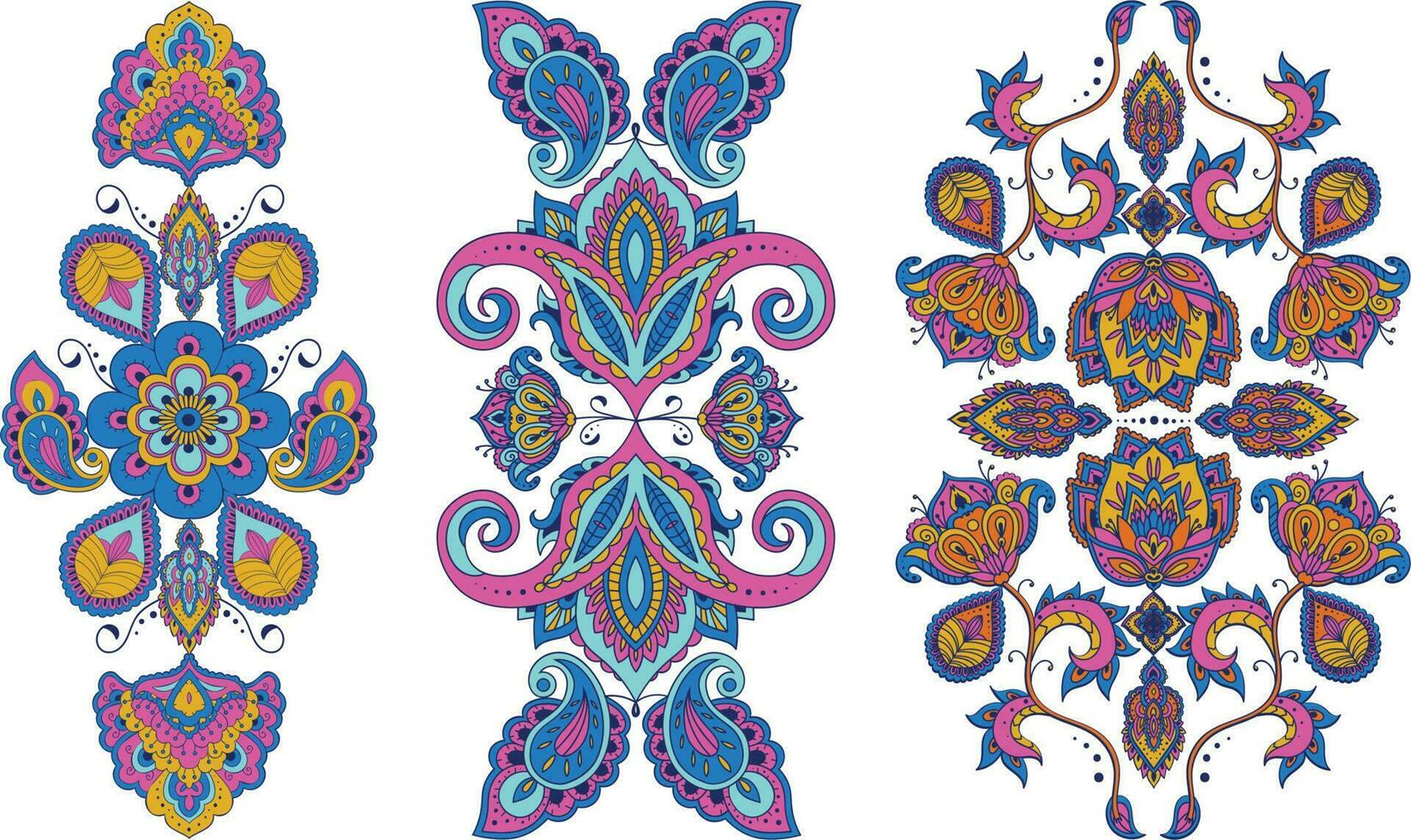 pattern with flowers. Paisley vector ornament. Isolated on a white background.