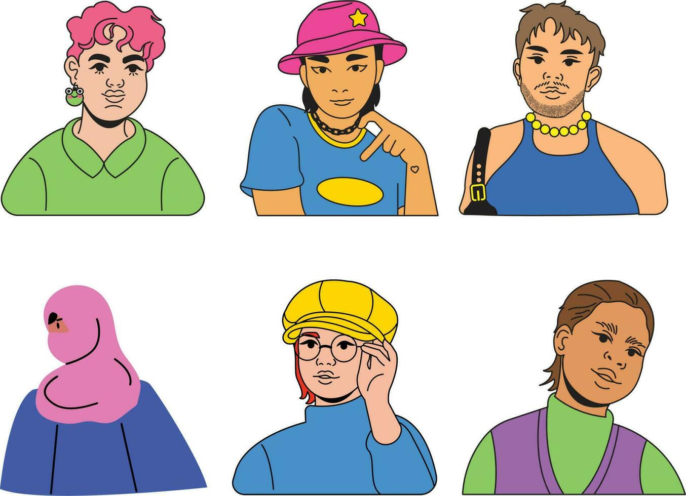 people in poses. Set of men and women avatars in flat style. Vector illustration