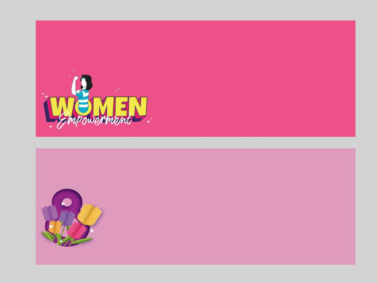 International Women's Day Header Or Banner Design Set In Pink Color. vector