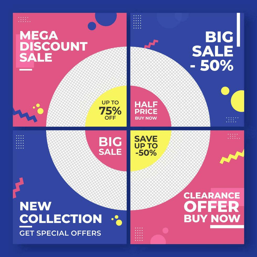 Social Media Sale Poster Or Template Design With Best Discount Offer In Four Options. vector