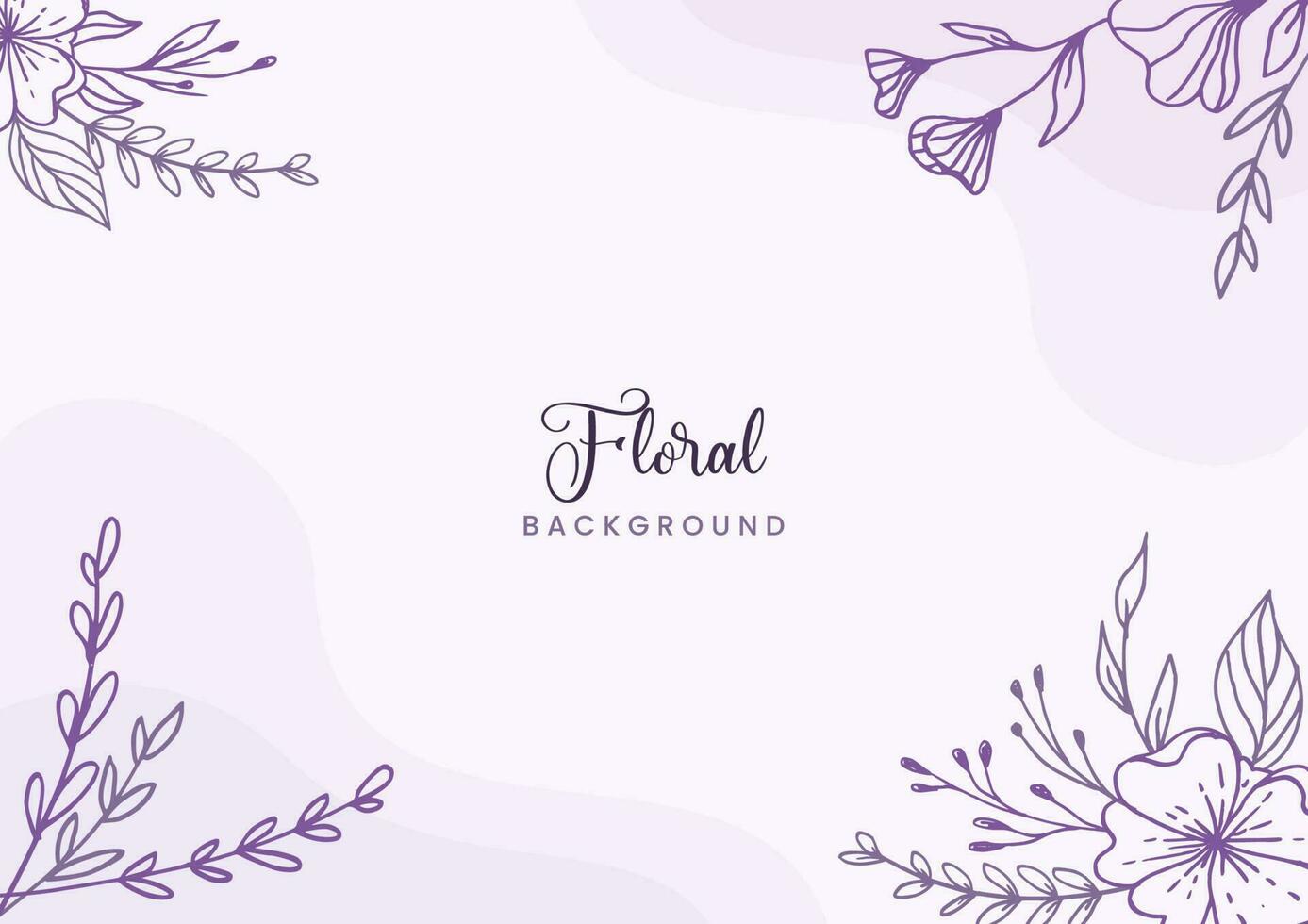 Beautiful Purple floral background with hand drawn leaves and flower border on pastel flat color for wedding invitation or engagement or greeting card vector