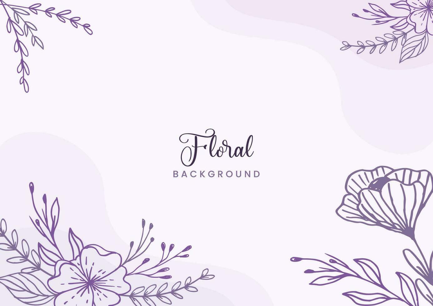 hermosa púrpura floral antecedentes con mano dibujado hojas y flor frontera en pastel plano color para Boda invitación o compromiso o saludo tarjeta vector