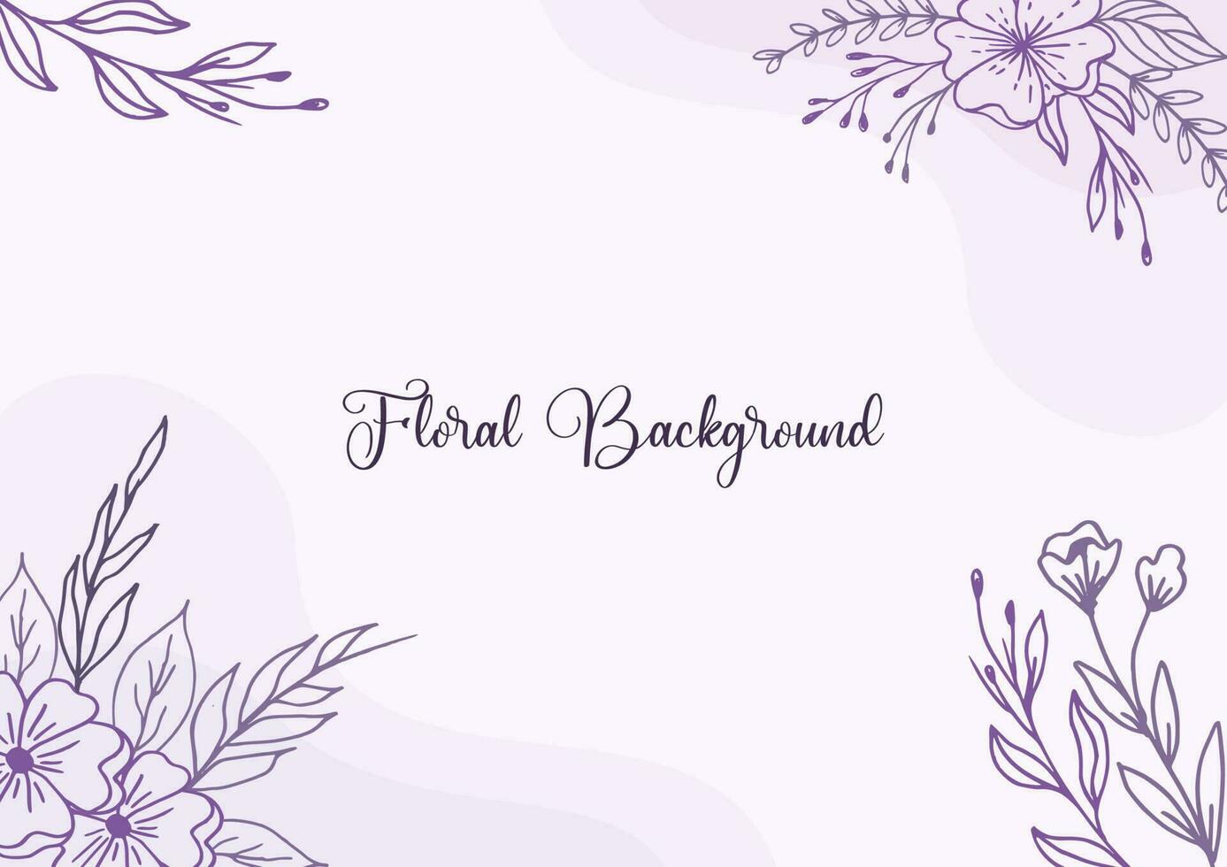 Beautiful Purple floral background with hand drawn leaves and flower border on pastel flat color for wedding invitation or engagement or greeting card vector