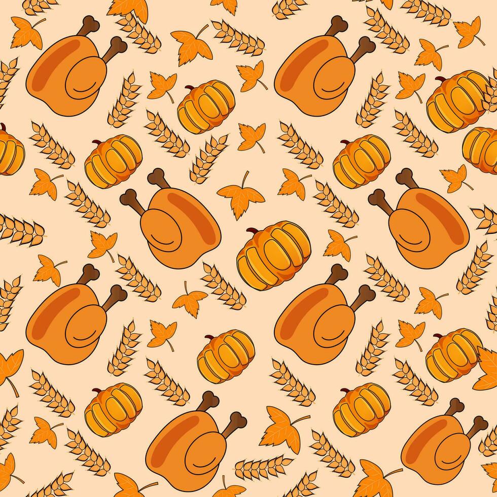 Seamless Thanksgiving Theme Pattern Background. vector