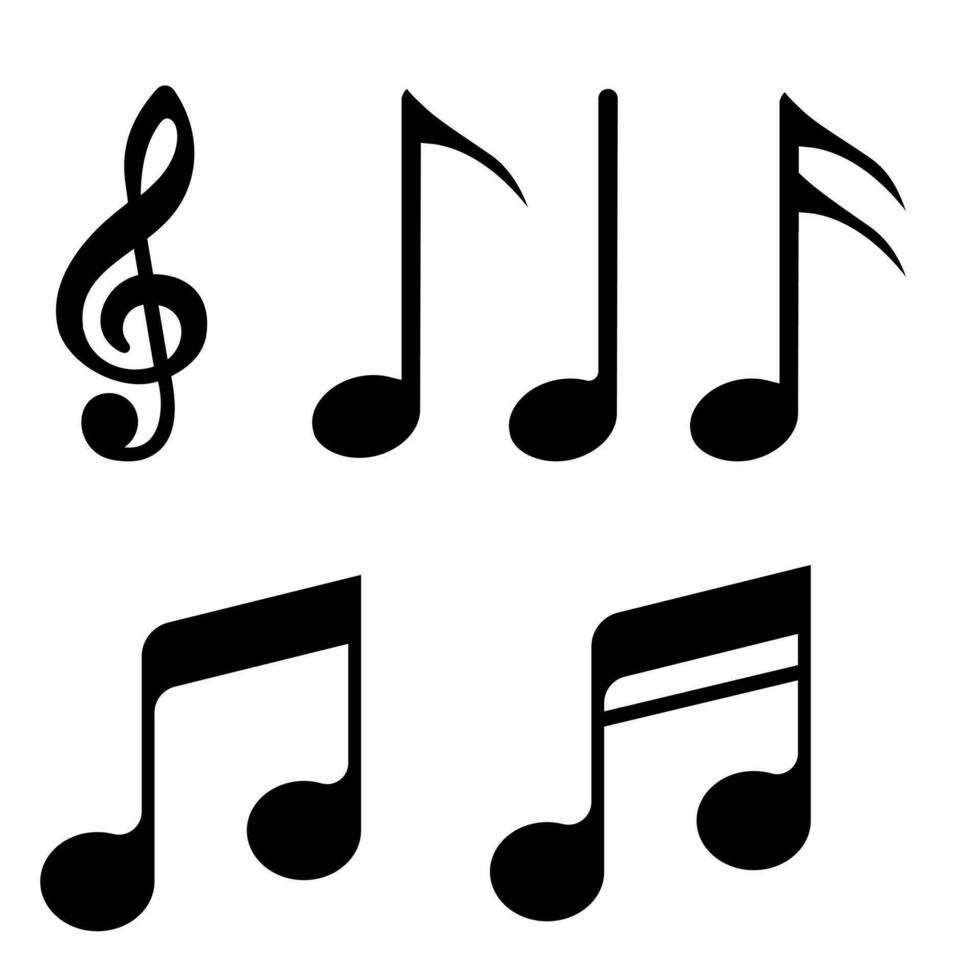 Music notes Vector icons set. note Vector icon. Music illustration collection.