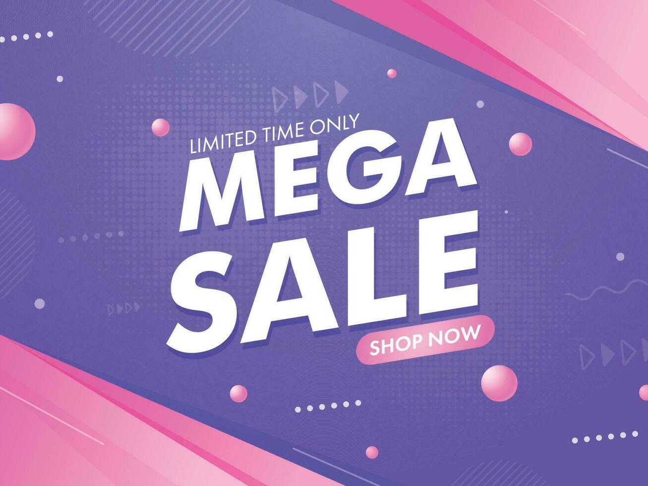 Mega Sale Poster Or Banner Design In Purple And Pink Color. vector