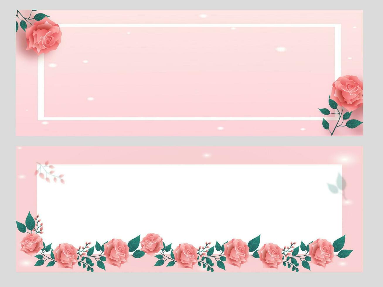 pastel rosado y blanco encabezamiento o bandera decorado desde Rosa flores, hojas con espacio para texto. vector