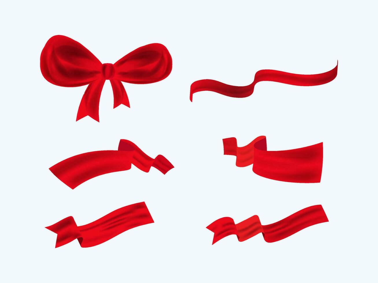Empty Red Ribbons In Different Style On White Background. vector