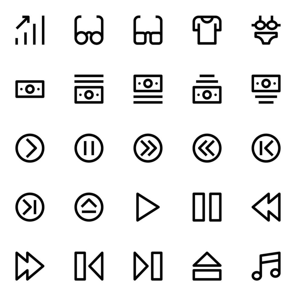 iconos de contorno para la interfaz de usuario. vector