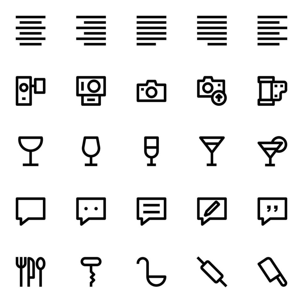 Outline icons for user interface. vector