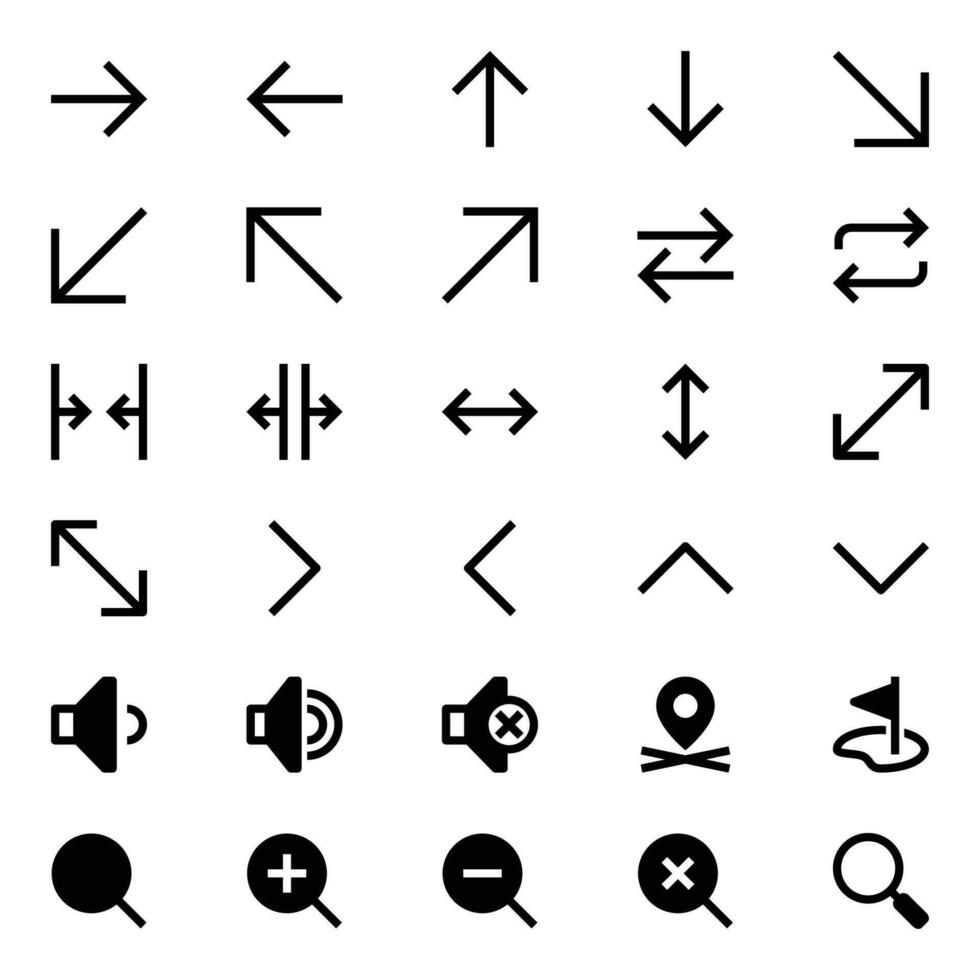 Glyph icons for User interface. vector