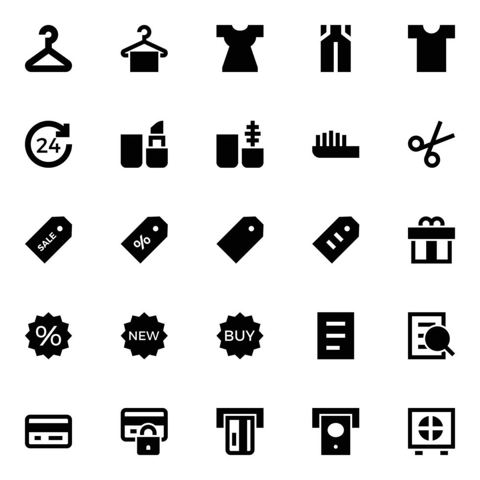 Glyph icons for User interface. vector