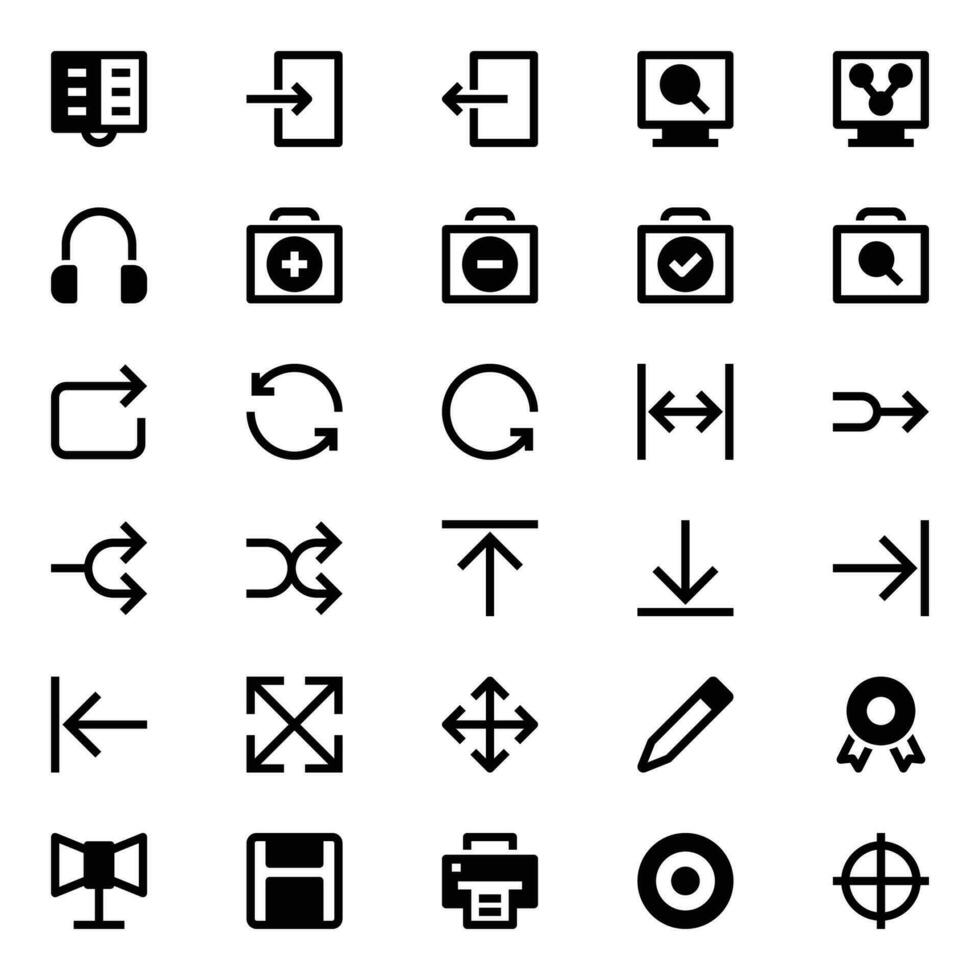 iconos de glifos para la interfaz de usuario. vector
