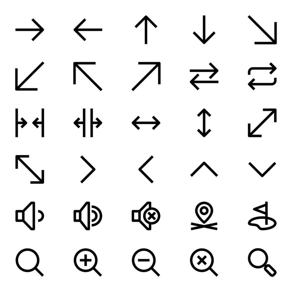 Outline icons for user interface. vector