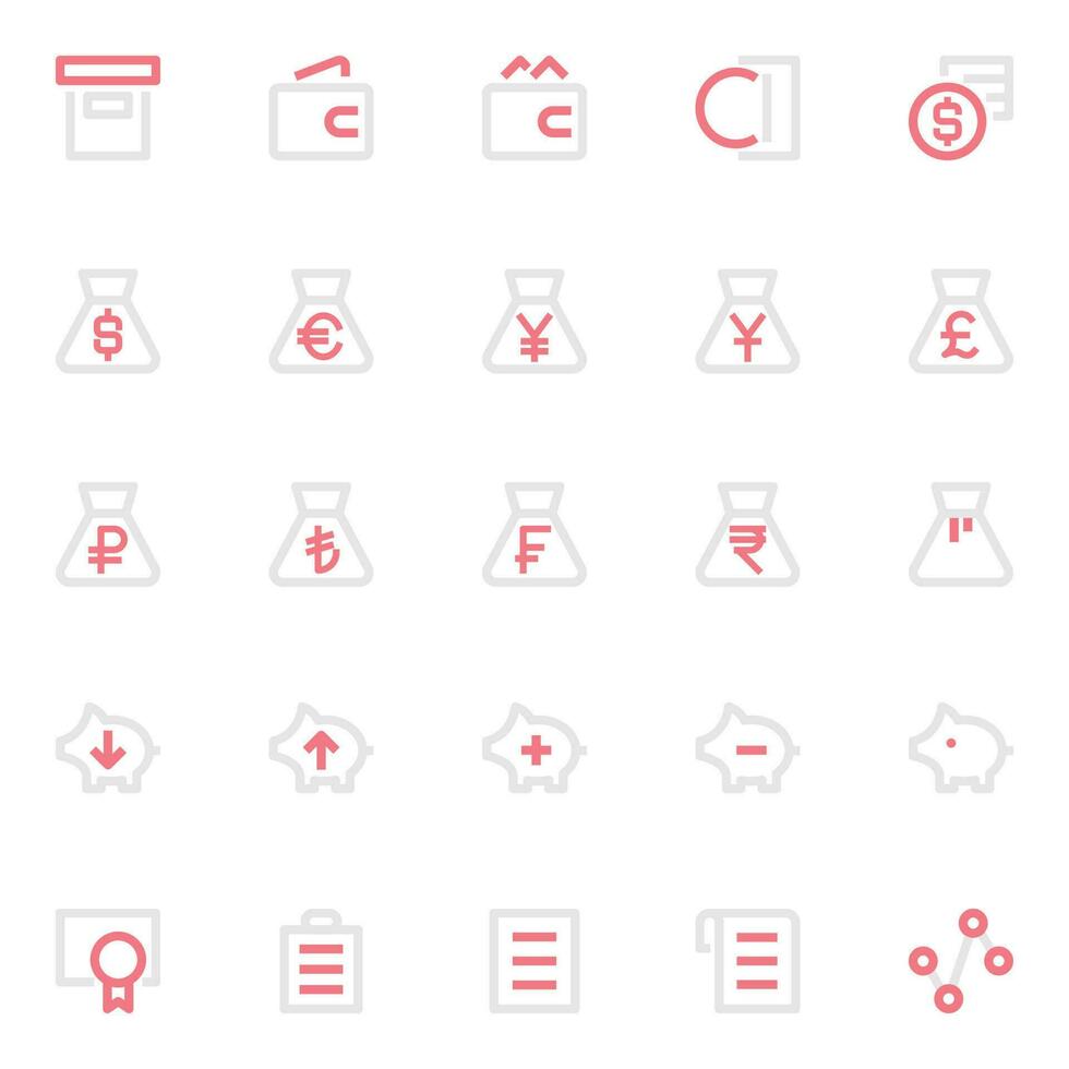 Two color outline icons for User interface. vector