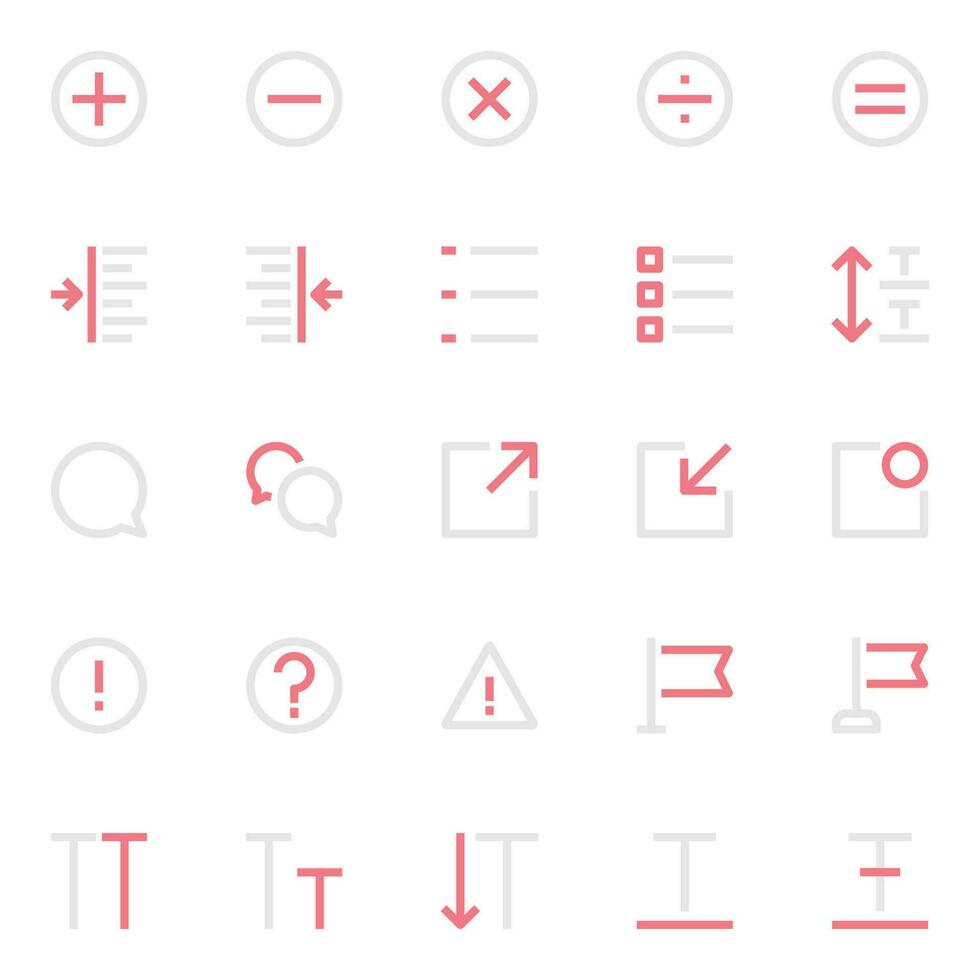 Two color outline icons for User interface. vector
