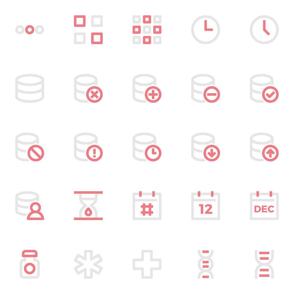 Two color outline icons for User interface. vector
