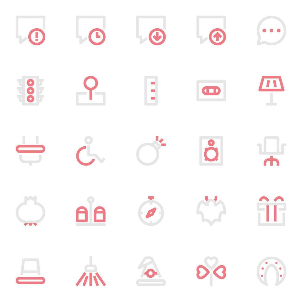 Two color outline icons for User interface. vector