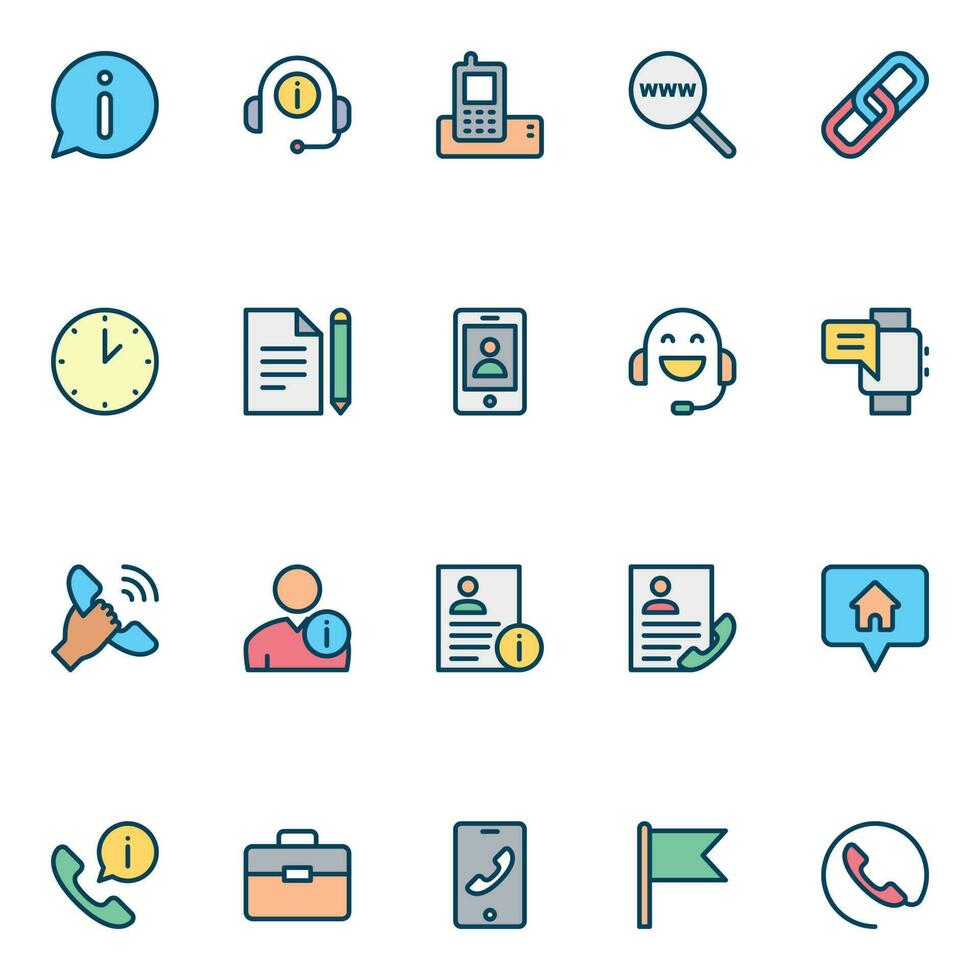 Outline icons for Contact information. vector