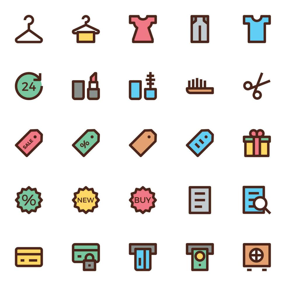 Filled color outline icons for User interface. vector