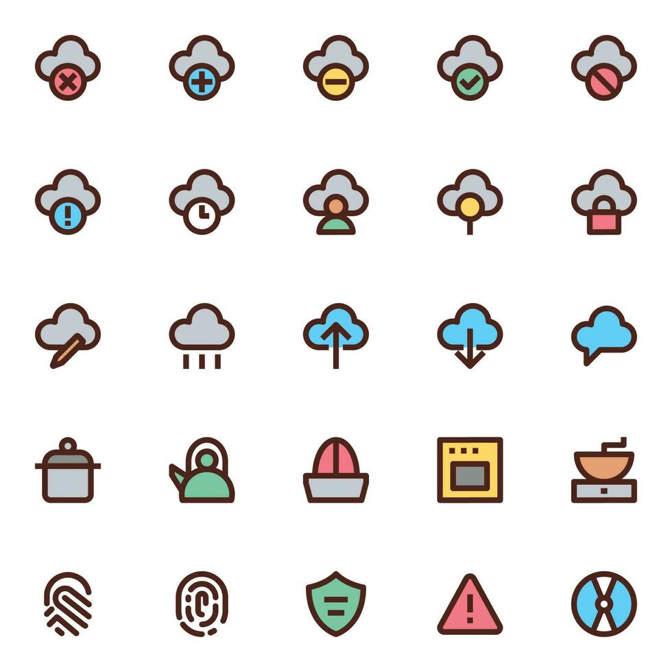 Filled color outline icons for User interface. vector