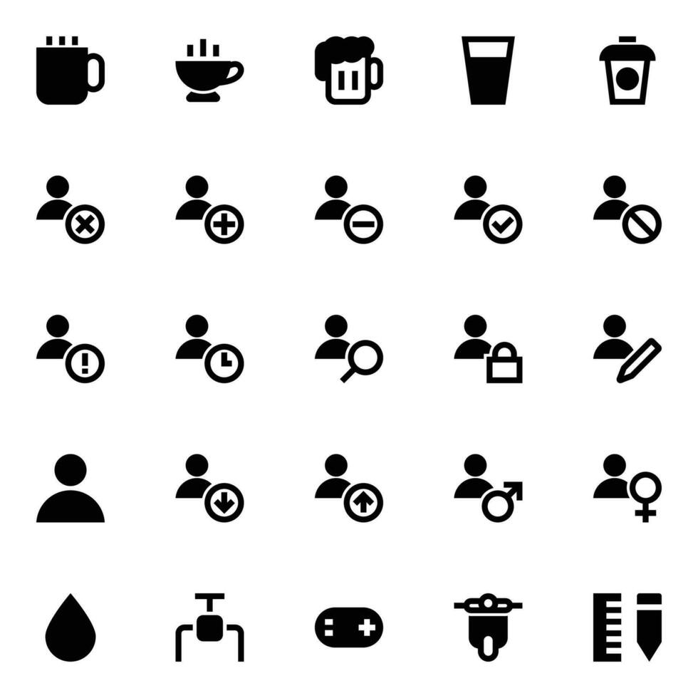 Glyph icons for User interface. vector