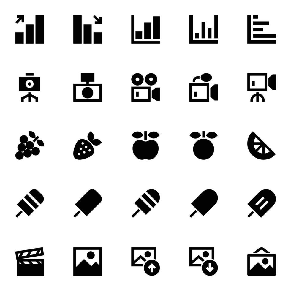 iconos de glifos para la interfaz de usuario. vector