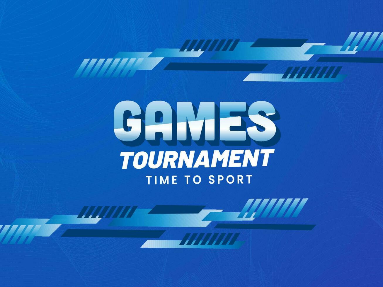 Games Tournament, Time To Sport Poster Design In Blue Color. vector