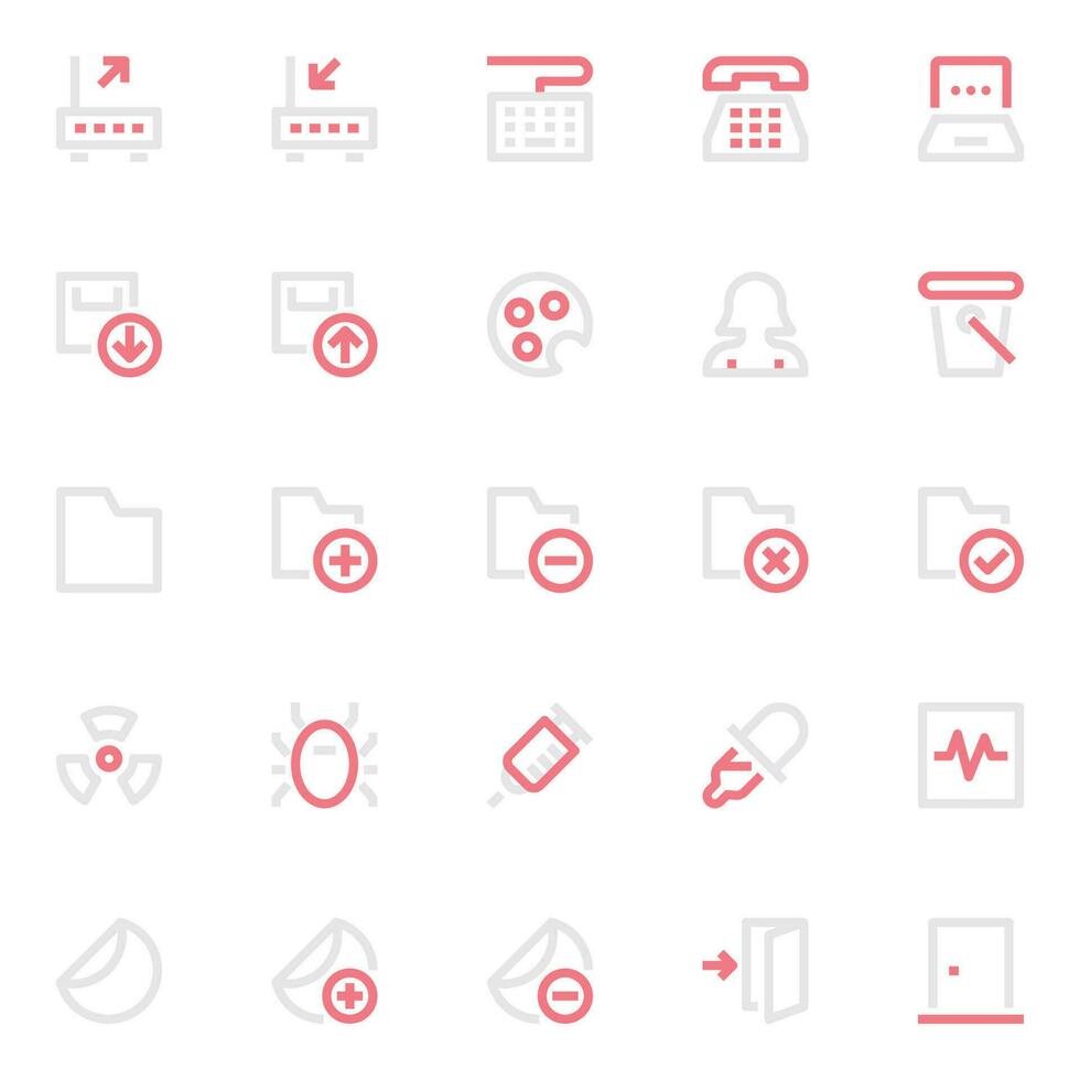 Two color outline icons for User interface. vector