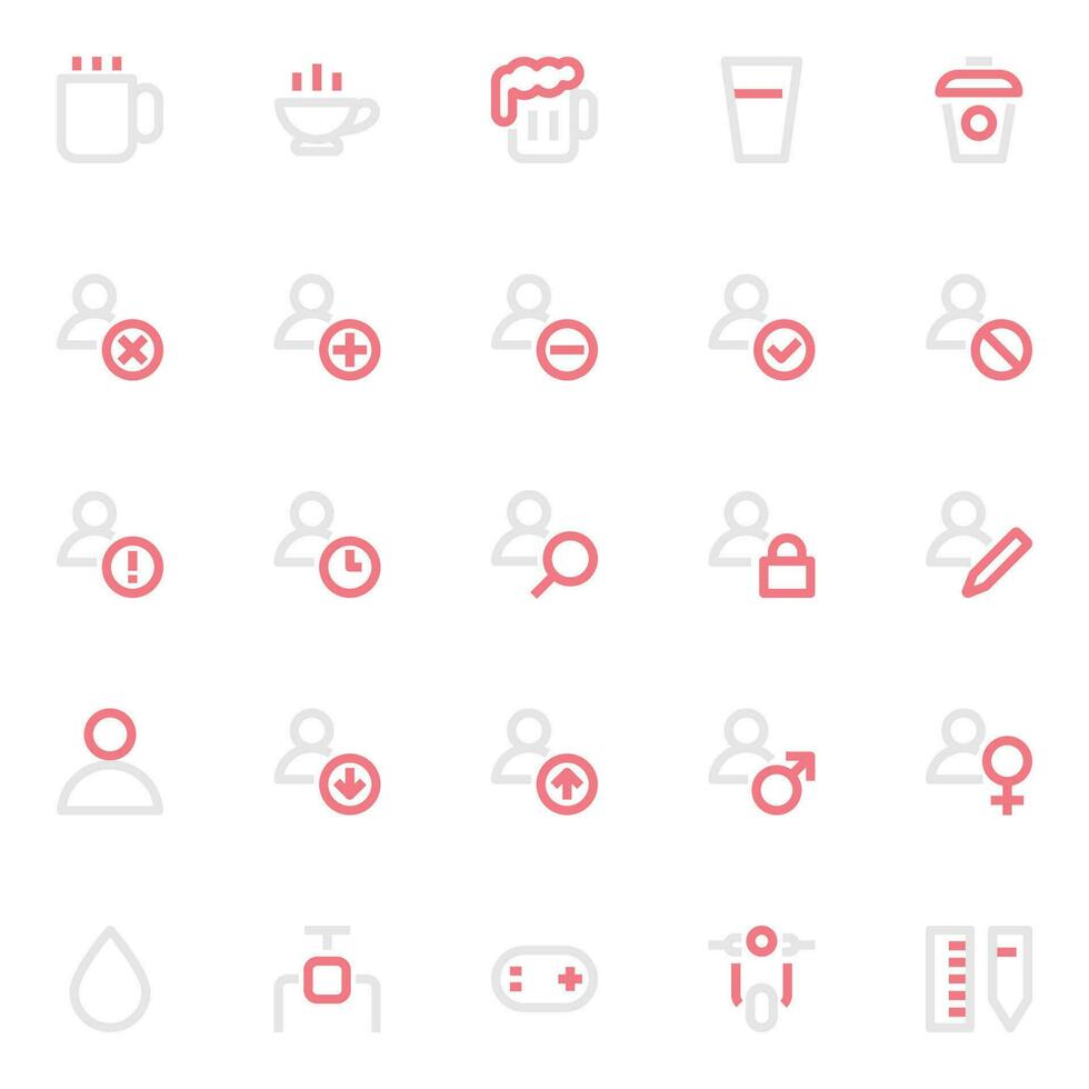 Two color outline icons for User interface. vector