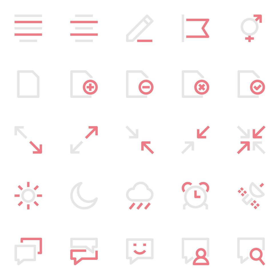 Two color outline icons for User interface. vector