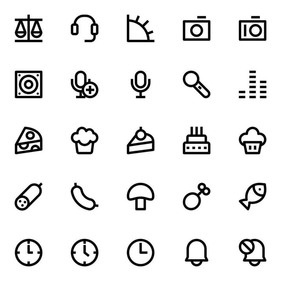 iconos de contorno para la interfaz de usuario. vector