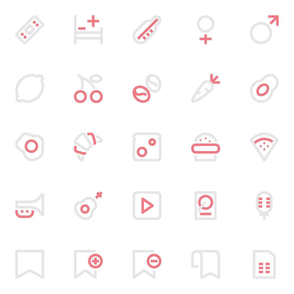 Two color outline icons for User interface. vector