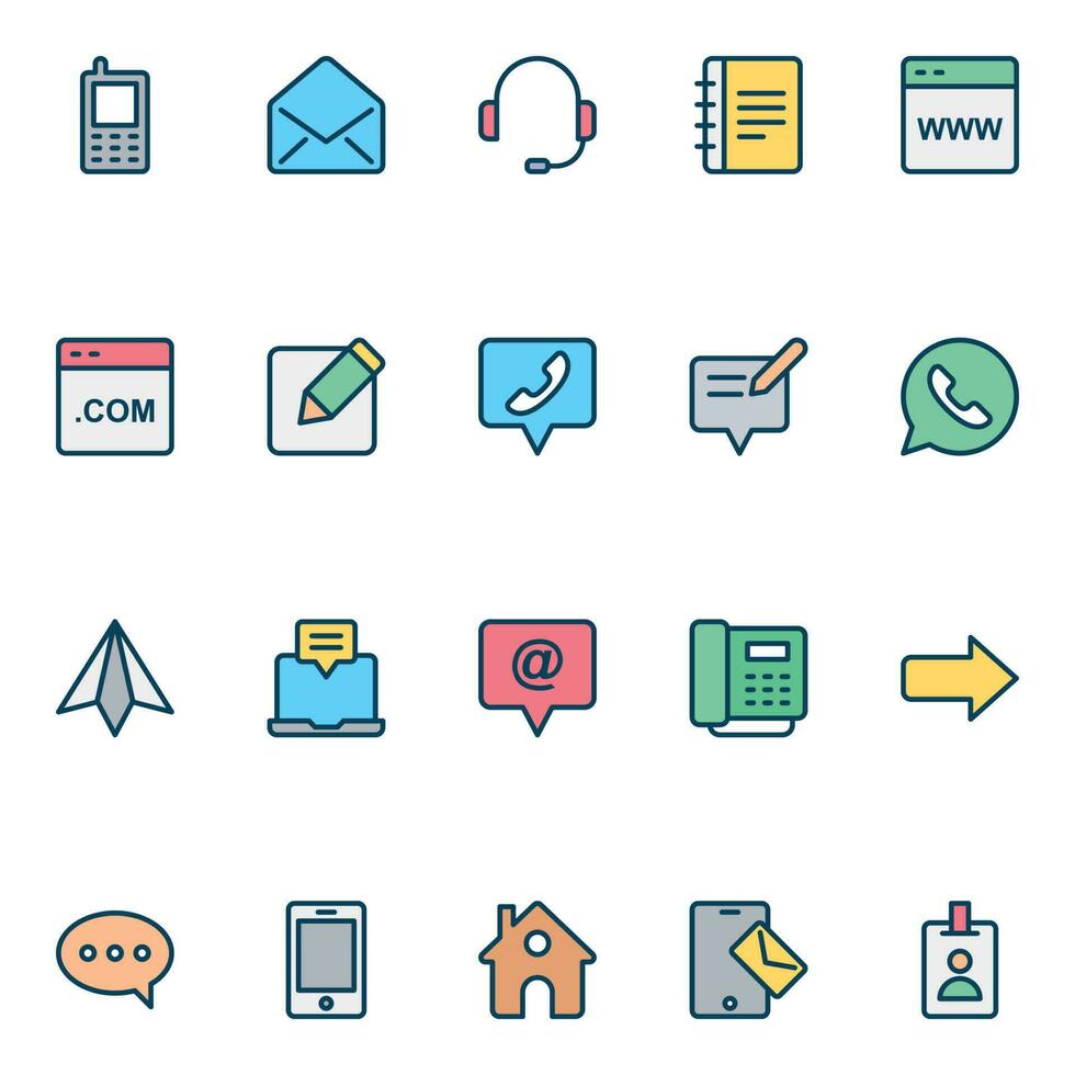 Outline icons for Contact information. vector