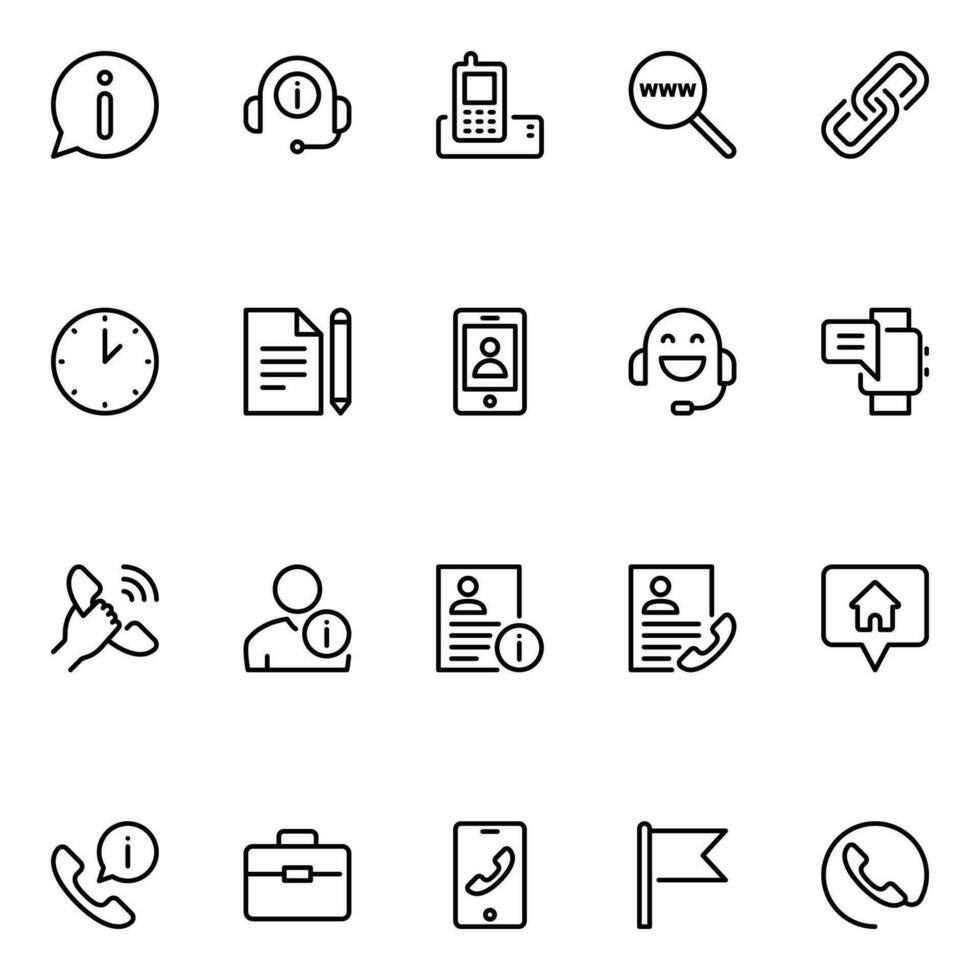 Outline icons for Contact information. vector