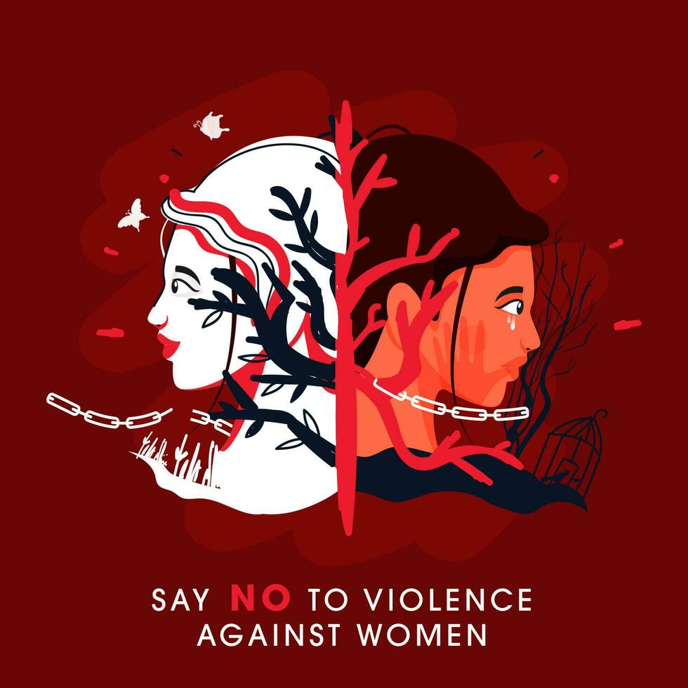 decir No a violencia en contra mujer concepto establecido póster diseño para conciencia. vector